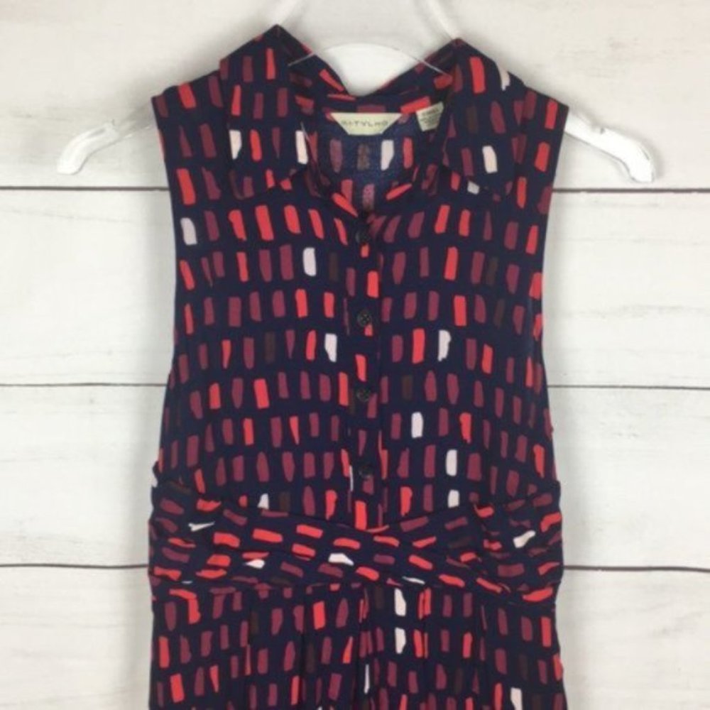 Anthro Tylho Shirtdress Full Skirt Pockets Navy XS - Picture 6 of 11
